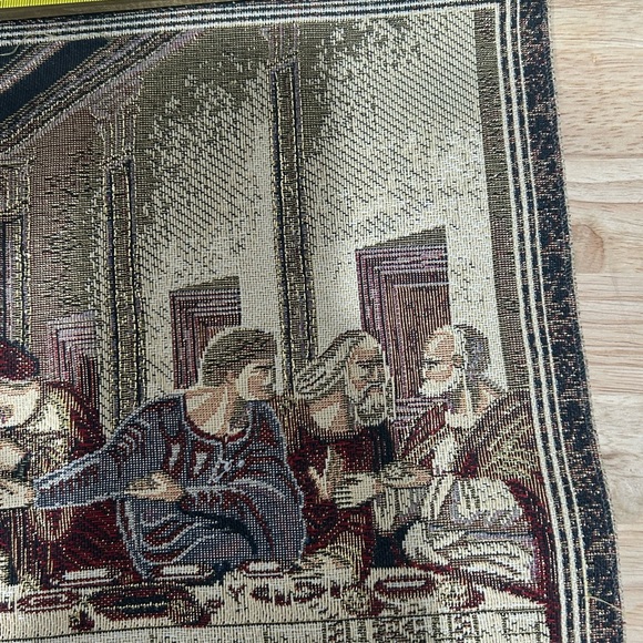 Last Supper Woven Tapestry In Gold Trim 27” x 14” - Picture 8 of 9
